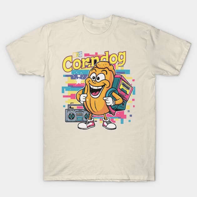 80s Gamer Corndog Retro T-Shirt by Jahangir Hossain